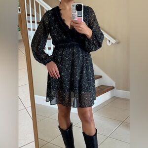 Zara Black Sheer Floral Dress